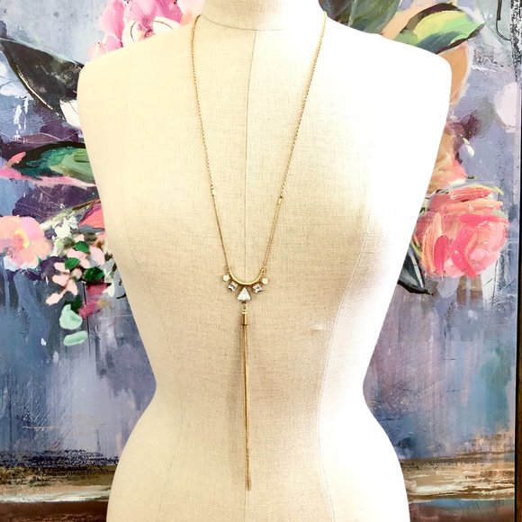 Ann Taylor Tassel Opal Pendant necklace NWT 49.50 - Picture 2 of 5